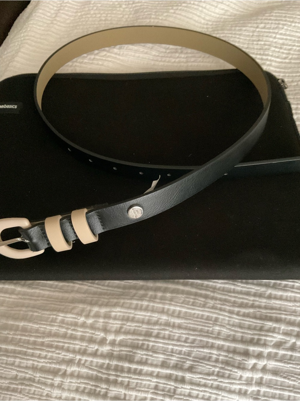 Madden Girl Black Belt with Cream Accents